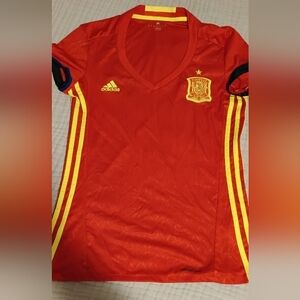 EUC Women's Spain Adidas Soccer Jersey